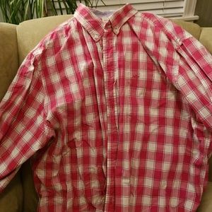 Red check button down